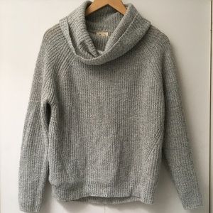 Heathered-grey cowl neck sweater